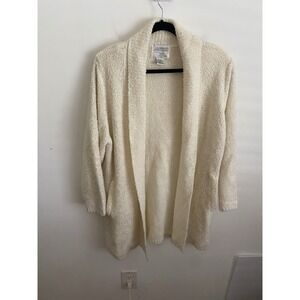 Side Effects Vintage Cream Boucle Knit Cardigan Sweater Pockets Size M